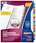 DIVIDERS, INDEX TABLE OF CONTENTS, PAPER, AVERY, A-Z TABS, MULTICOLOR THUMBNAIL